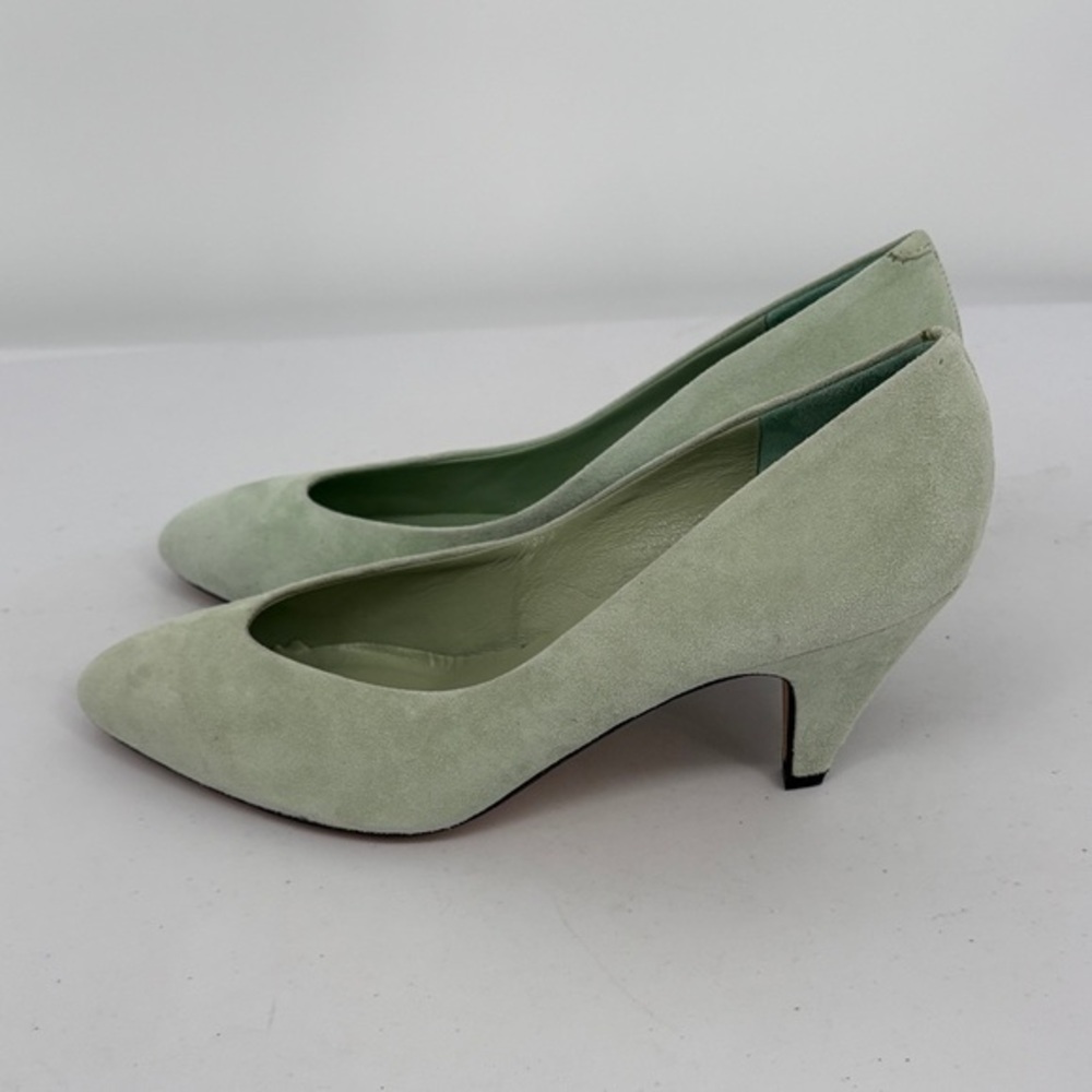 👻 vintage Nickels suede Mint Green pointed toe pumps Heels made in Italy